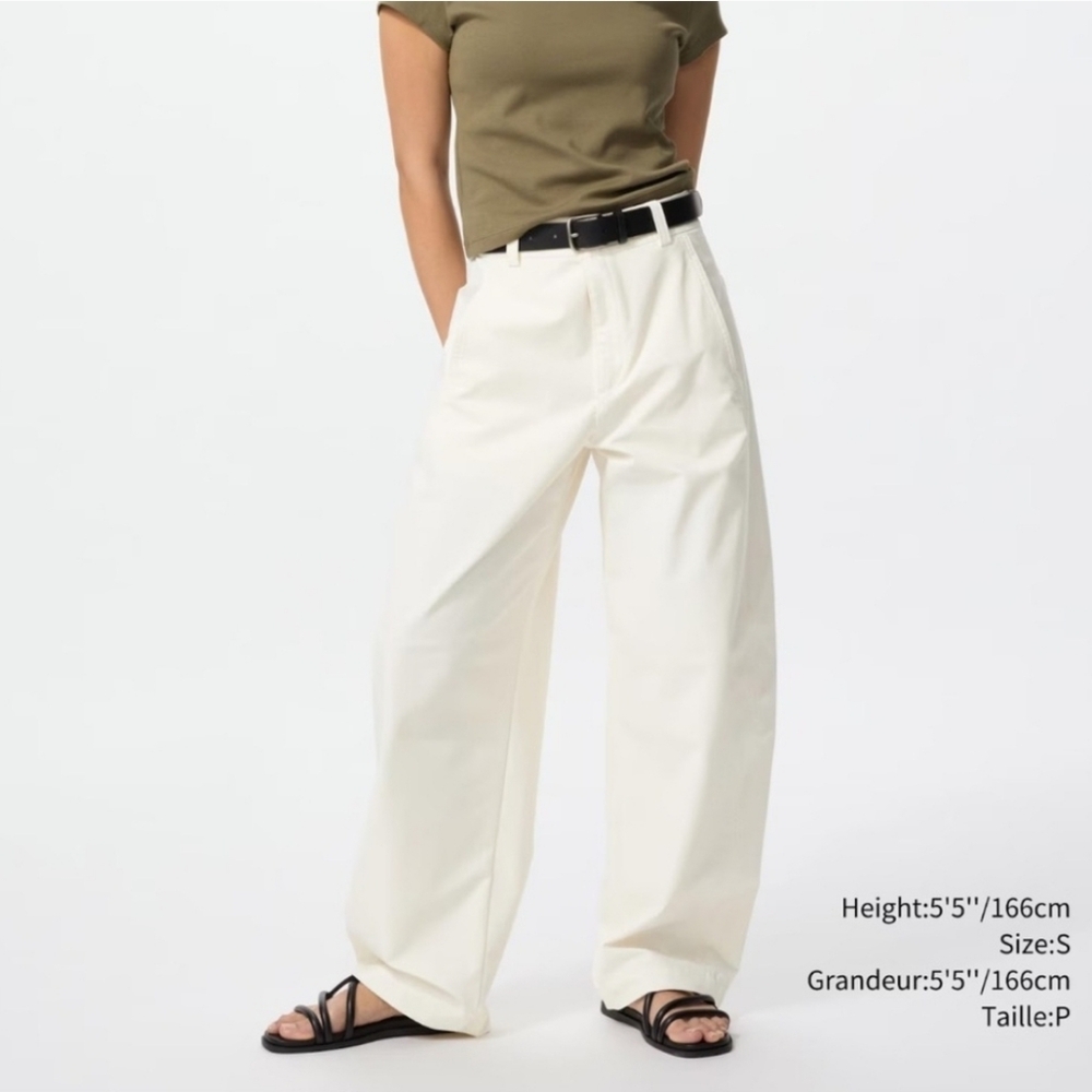Uniqlo Ecru Barrel Leg Trousers Size 8US